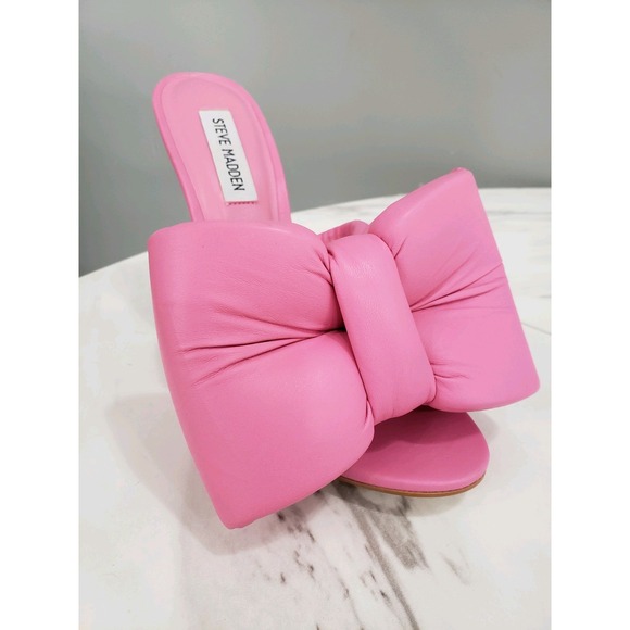 NEW NO BOX 8.5 Steve Madden Indulge Heel Sandals Oversized Barbie Bow Pink‎ - Picture 6 of 6